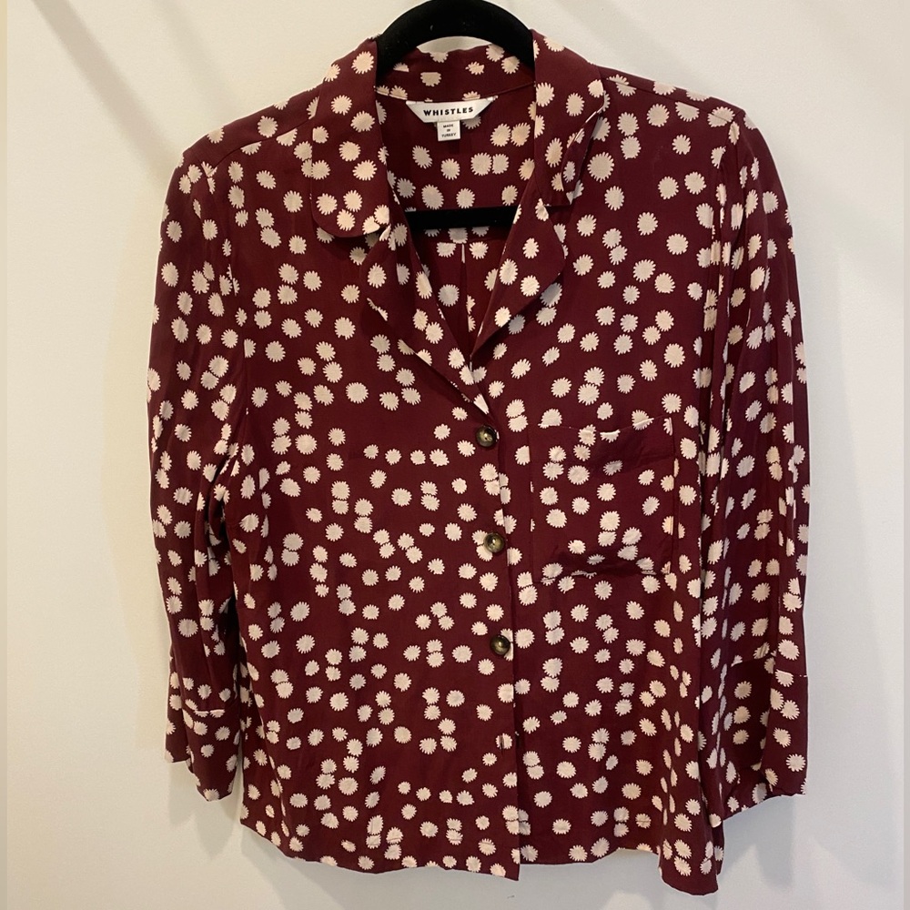 Whistles Burgundy Patterned Shirt, M
